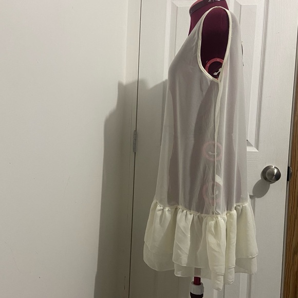 Simply Couture women beige sheer sleeveless two frill hemline top. Size 1XL. NWT - Picture 4 of 8